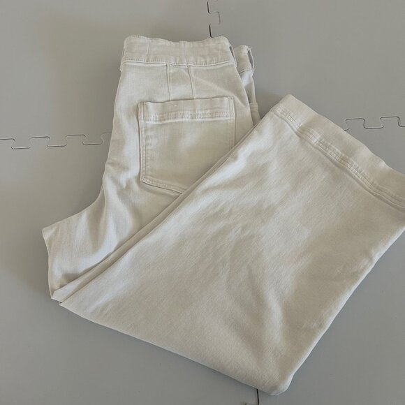 Anthropologie Pilcro Wide Leg Pants Women's White Denim Patch Panel High Rise 32 - Picture 4 of 10